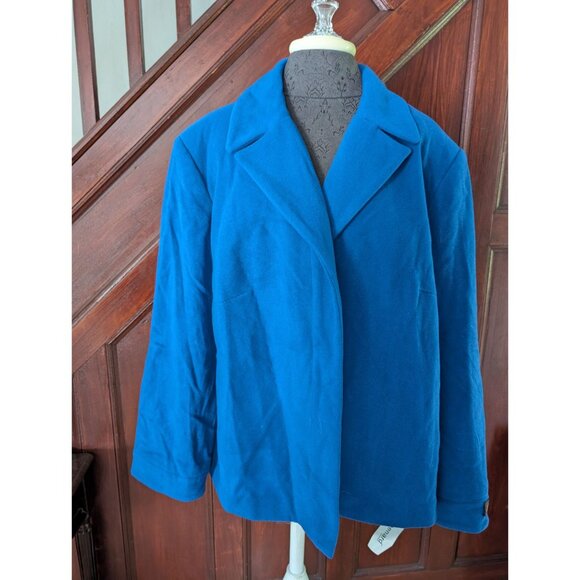 Harvé Benard Womens Blue Wool Blazer 22W Made In Italy Lined Classic Design NWT - Picture 1 of 8